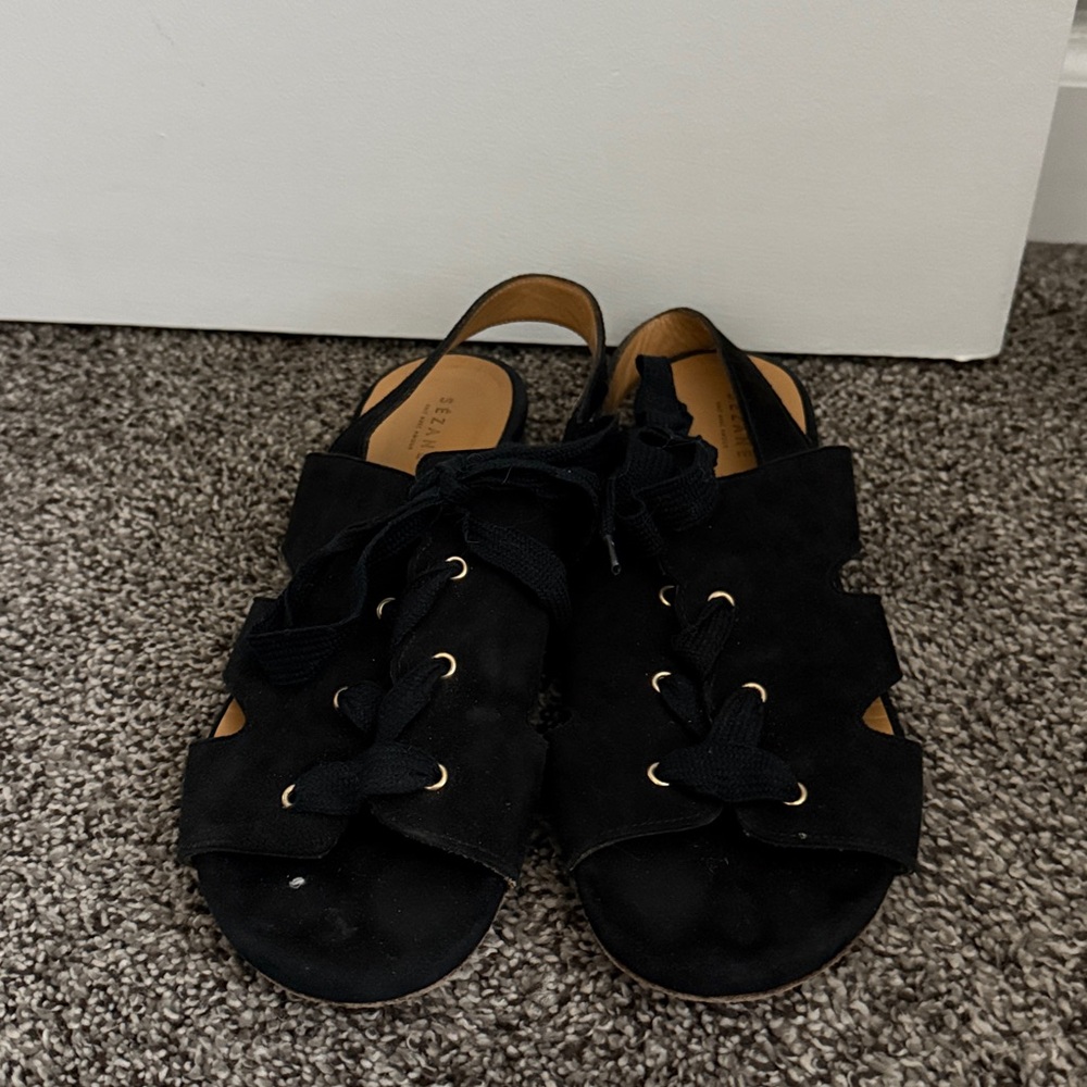 Sezane lace up suede gladiator sandals